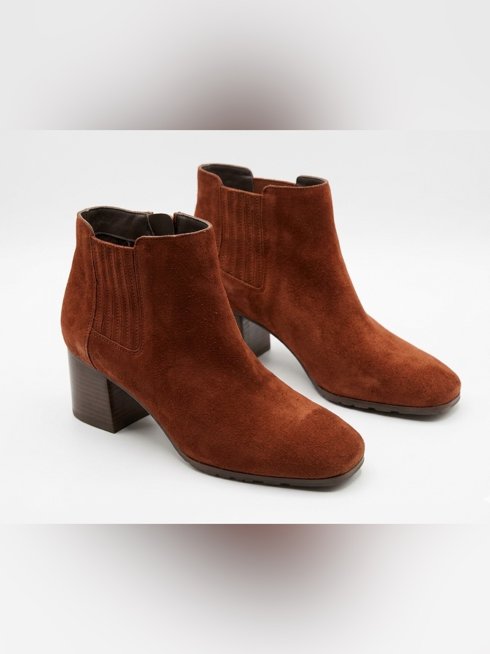 Aquatalia Charlotte Waterproof Suede Rust Brown Boots Designer Fall Square Toe 6